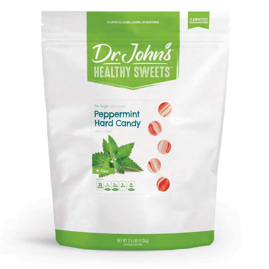 Dr. John’s Sugar Free Candy, Healthy Hard Candy with Zero Sugar, Low Calorie Snacks, Keto Friendly, Vegan, Gluten Free, Peppermint, 252 Count, 2.5 LB