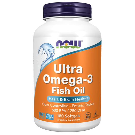 NOW Foods Supplements, Ultra Omega-3 Molecularly Distilled and Enteric Coated, 180 Softgels