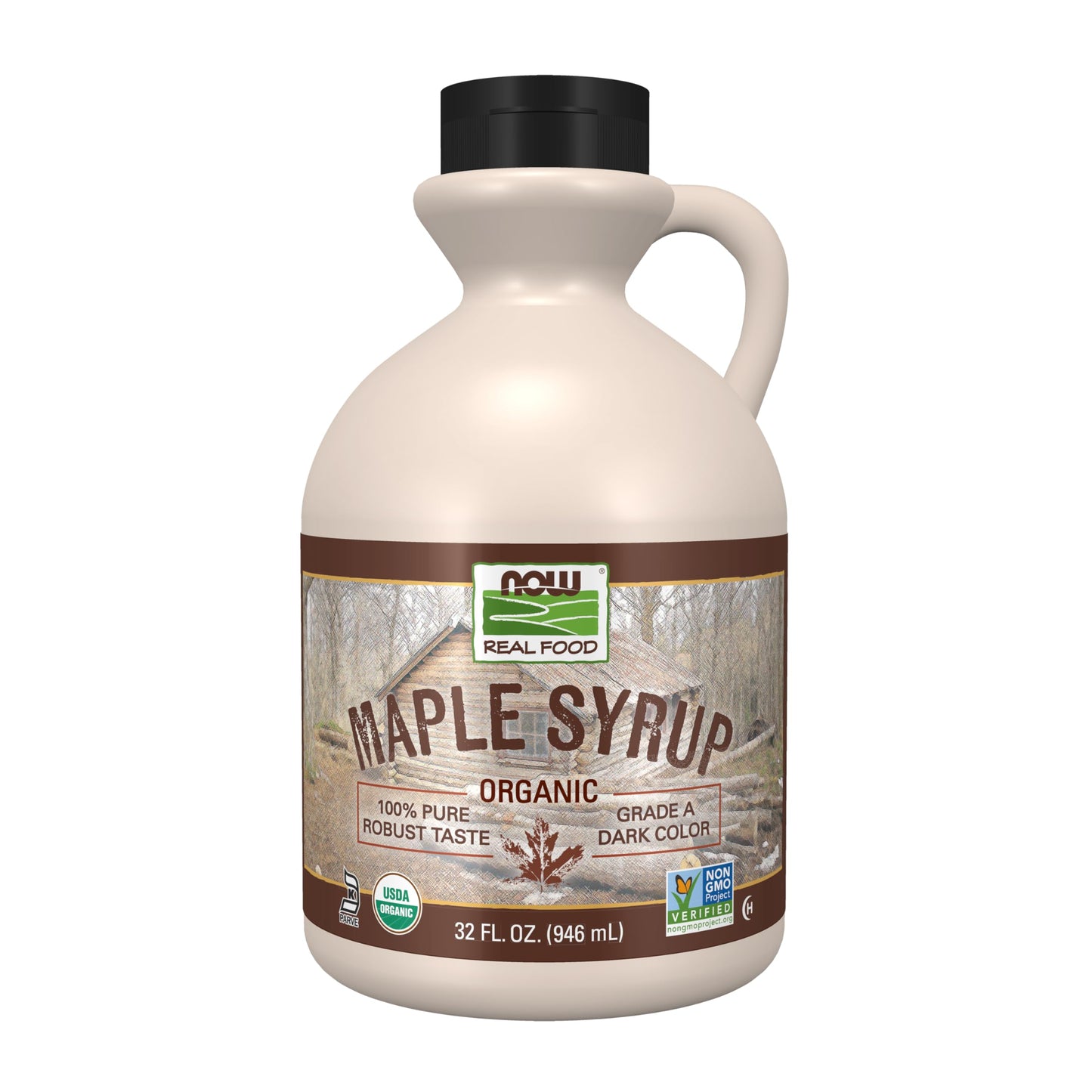 NOW Foods, Certified Organic Maple Syrup, Grade A Dark Color, Certified Non-GMO, Pure, Robust Taste, 16-Ounce