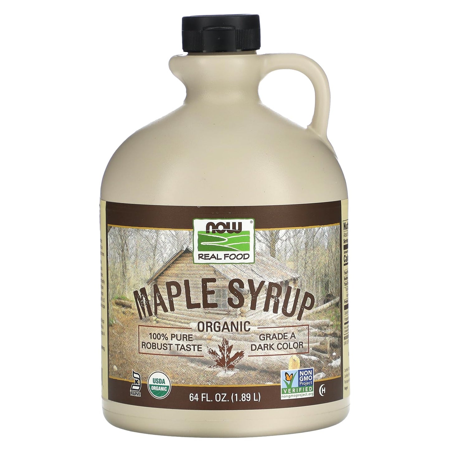 NOW Foods, Certified Organic Maple Syrup, Grade A Dark Color, Certified Non-GMO, Pure, Robust Taste, 16-Ounce